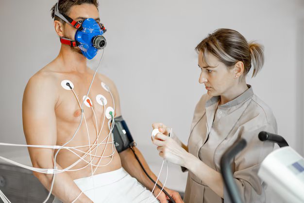 Cardiologist explaining ECG and 2D Echo test results to a patient